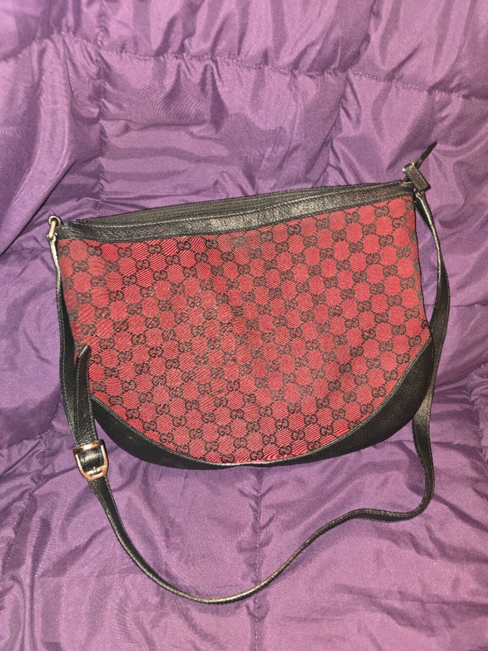 vintage gucci GG canvas messenger bag
